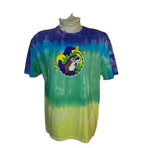 BUC-EES Peace Love & Mardi Gras Tie Dye Double Sided T-Shirt Sz L